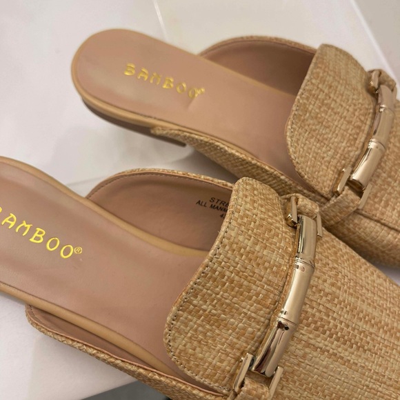 J. Crew Shoes - J. Crew Tan Woven Mules with Gold Accent